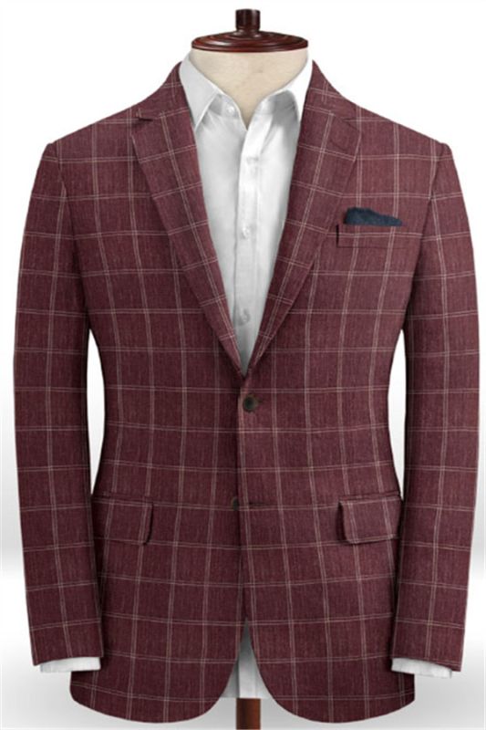 Mens Steelgrey Linen Two Piece Suit | Plaid Texture High Quality Prom ...