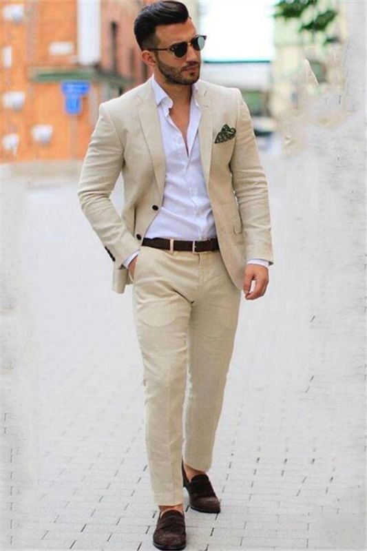Ivory Wedding Tuxedos For Groom Two-pieces Set Groomsmen Best Man