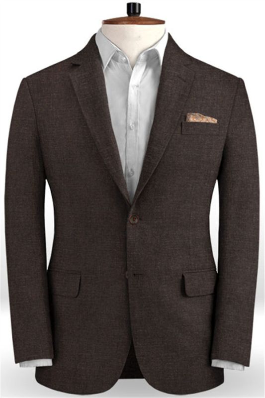 Brown Slim Fit Tuxedo with Notch Lape | Two Pieces Linen Business Men ...