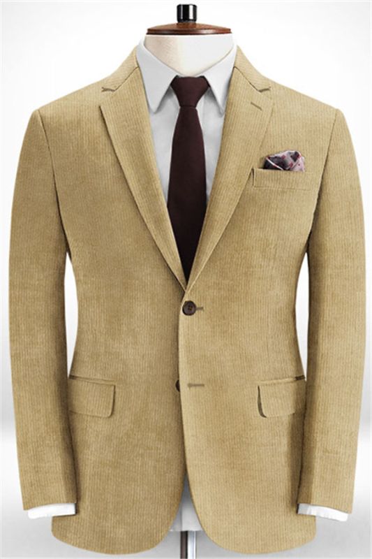 Khaki Casual Men Suits | Two Pieces Striped Tuxedo Online