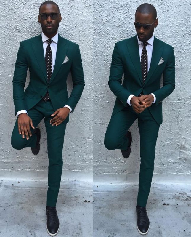 Dark Green Slim Fit Formal Mens Business Suit | New Arrival Peaked ...