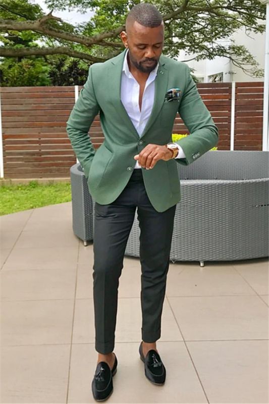 Army Green Mens Suits Slim Fit Two Pieces Beach Groomsmen Wedding For Black  Men Formal Prom Suit (Jacket+Pants)