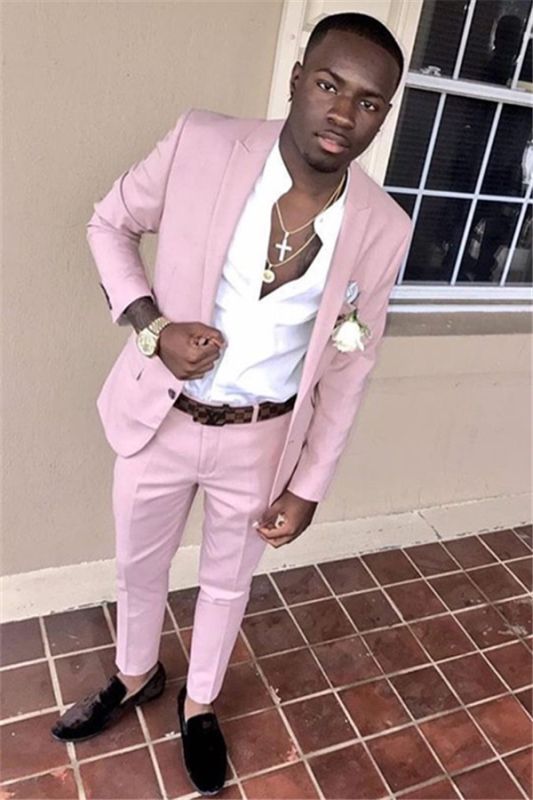 white and pink prom suits