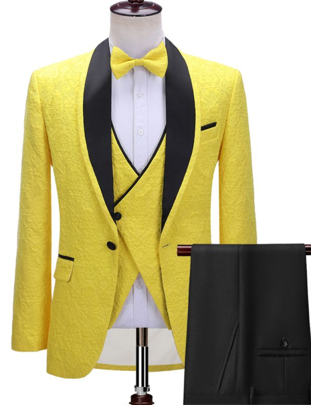Alejandro Handsome Yellow One Button Three-Piece Wedding Suit with ...