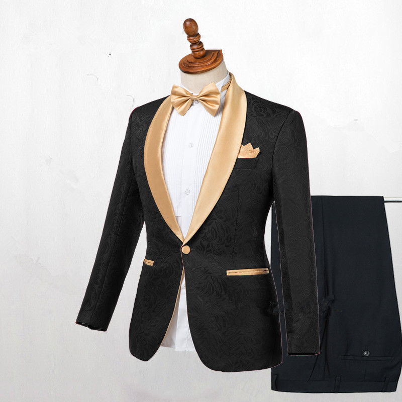 Black suit hotsell with gold buttons