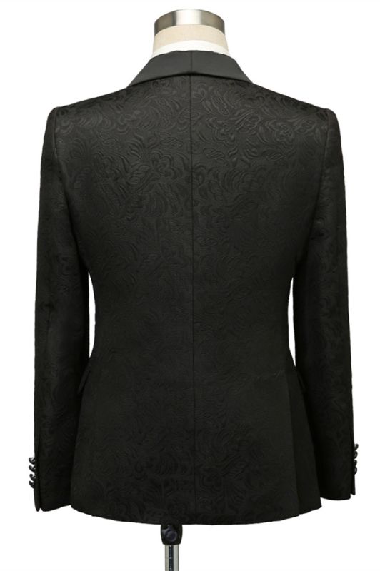 Bradley Stylish Black Jacquard Shawl Lapel Wedding Suits | Allaboutsuit