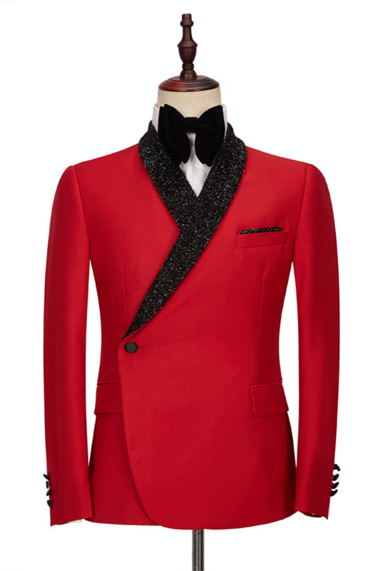 Joseph Red Shawl Lapel Bespoke Wedding Men Suits with Black Pants ...