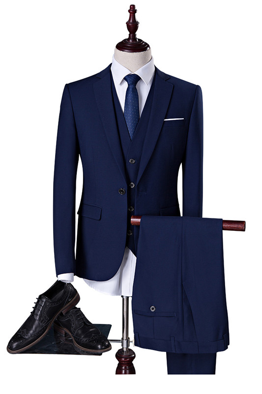 Classic Navy Blue Men Suits | Business Slim Fit Tuxedo with 4 Pieces ...