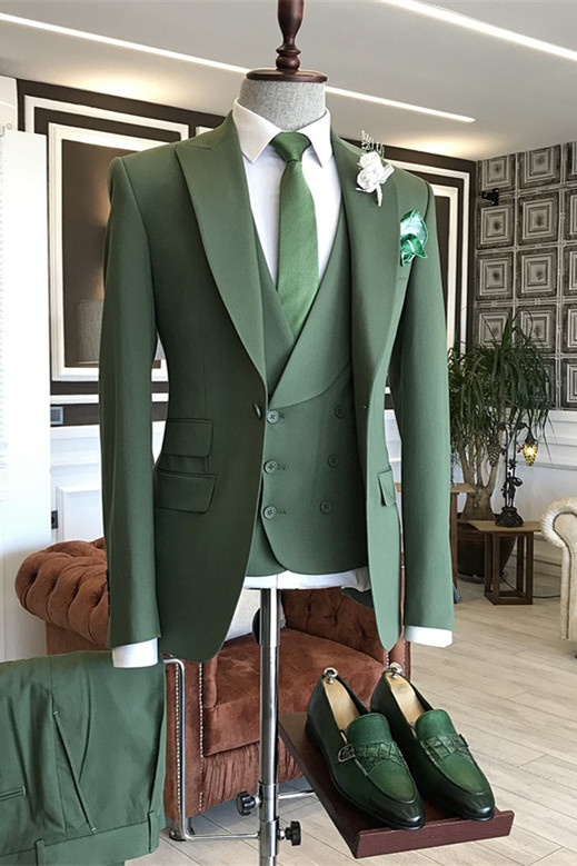 Green three-piece suit