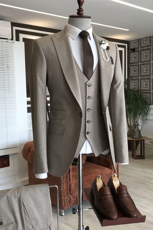 2021 High Quality Slim Fit British Style 3 Pieces Plaid Suit