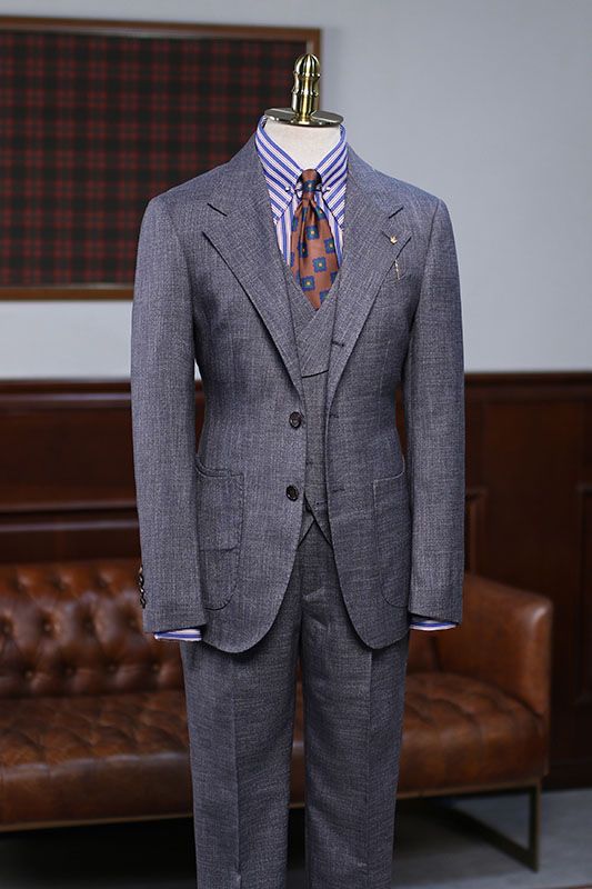 Reg Regular Dark Gray Plaid 3 Pieces Slim Fit Custom Business Suit ...