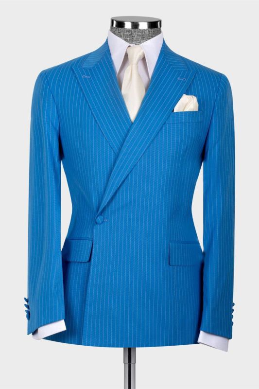 Gerard Blue Stripe One Button Fashion Slim Fit Simple Business Suits