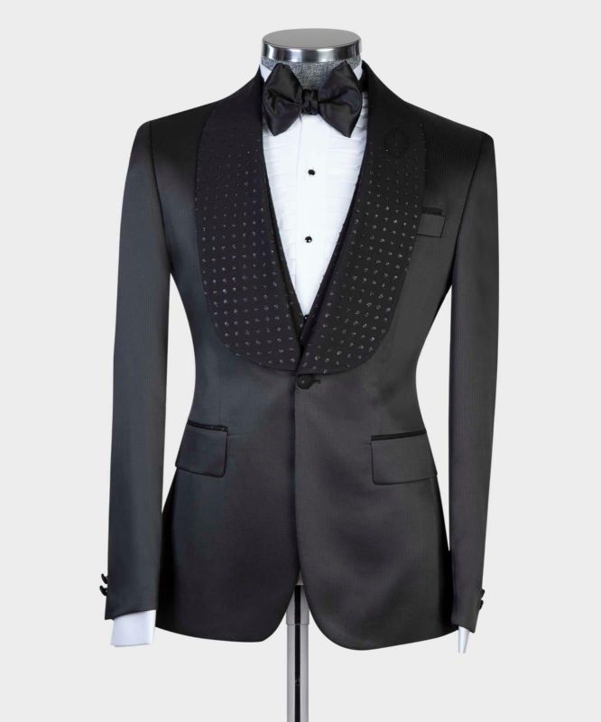 Bradford Black Two Pieces Shawl Lapel Bespoke Wedding Suits | Allaboutsuit