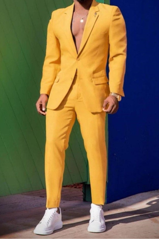 Kendrick Yellow Notched Lapel Fashion Prom Outfits for Men | Allaboutsuit