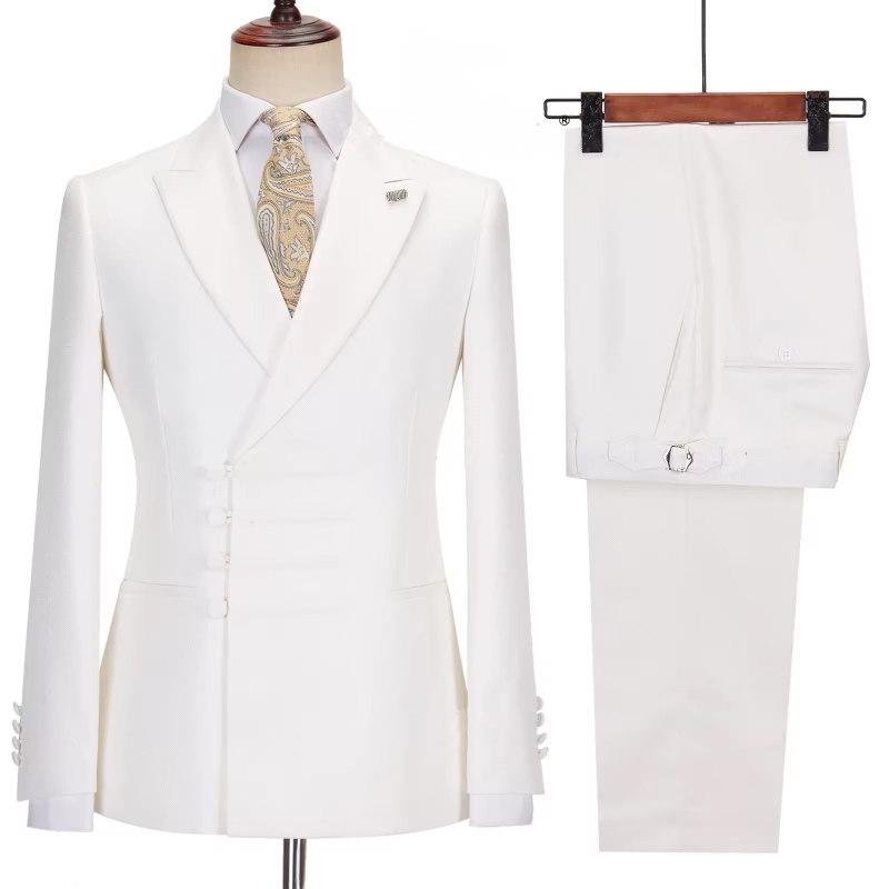 Lyle Simple White Peaked Lapel Bespoke Prom Suits | Allaboutsuit