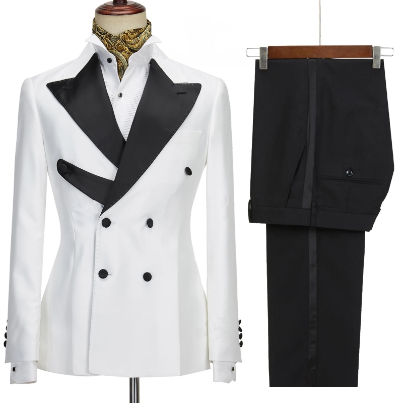 Marshall Stylish White Peaked Lapel Double Breasted Prom Suits ...