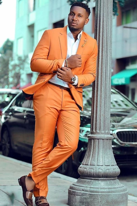 Mortimer Classical Orange Notched Lapel Bespoke Prom Men Suits