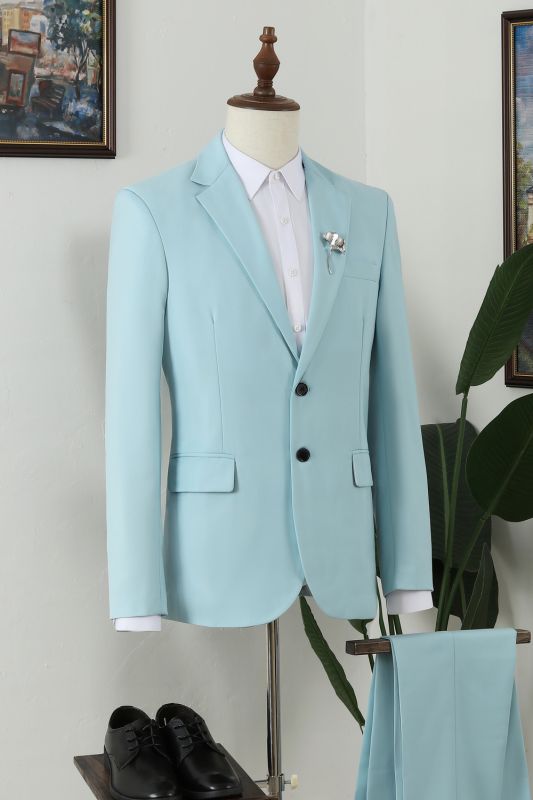 Murray Chic Light Blue Notched Lapel Bespoke Prom Men Suits