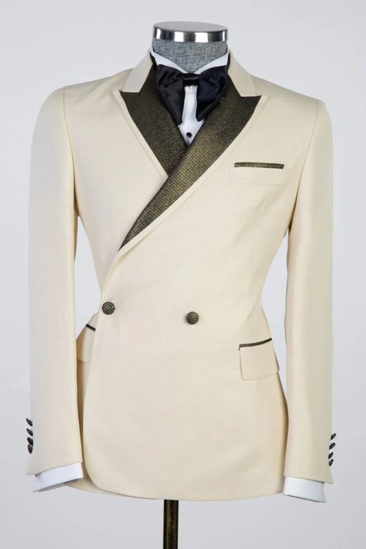 Palmer Ivory Peaked Lapel Double Breasted Prom Suits