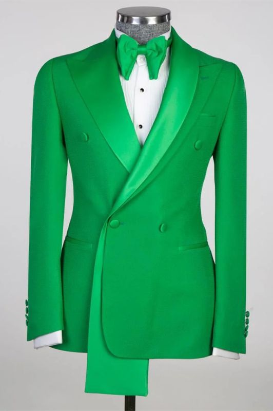 Rudolf Green Peaked Lapel Double Breasted Prom Suits