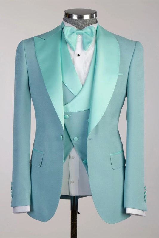 Russell Mint Peaked Lapel Three Pieces Prom Suits