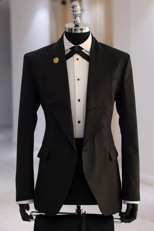 Reuben Black Peaked Lapel Bespoke Prom Suits 