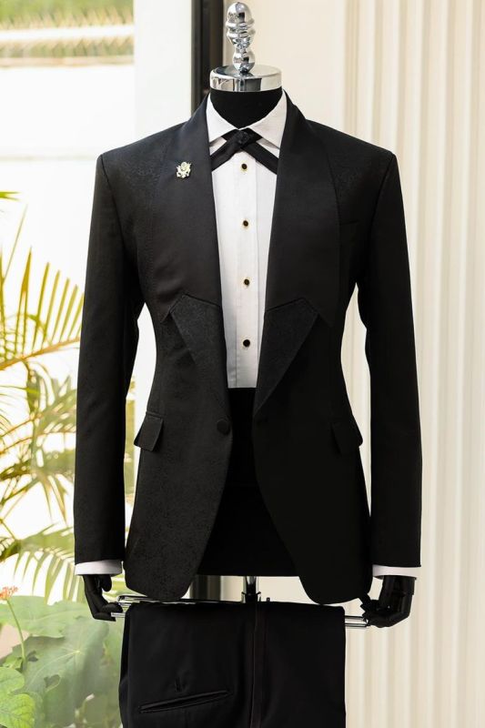 Reuben Black Peaked Lapel Bespoke Prom Suits