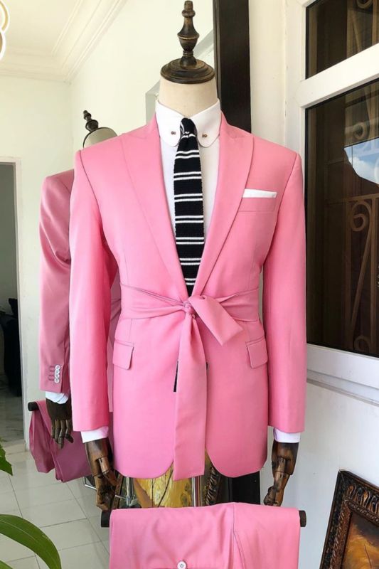 Reg Chic Pink Peaked Lapel Prom Suits