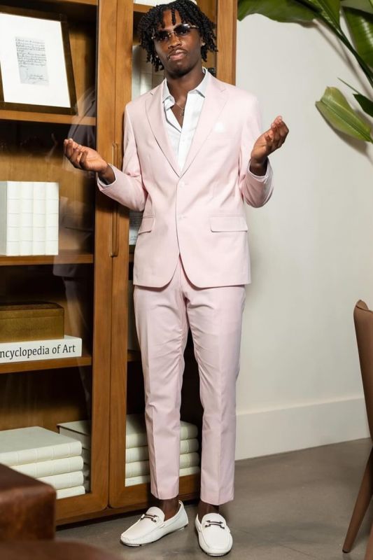 Tim Pearl Pink Notched Lapel Bespoke Prom Suits