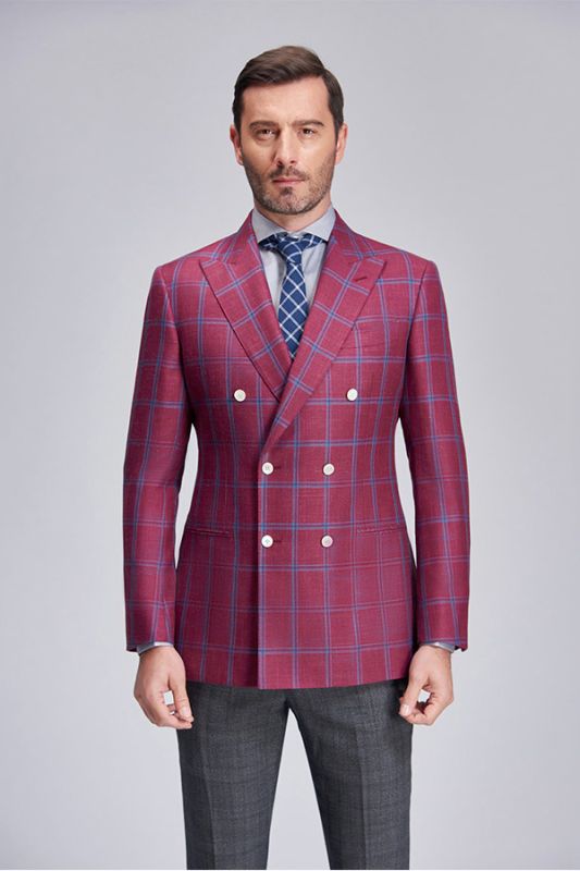 mens checked double breasted blazer