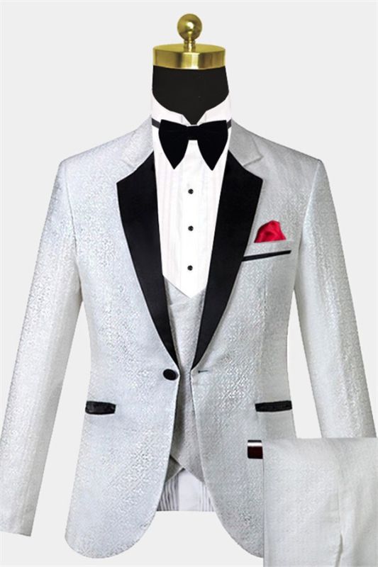 White Vintage Dinner Suits | Print Floral Tuxedo for Men | Allaboutsuit