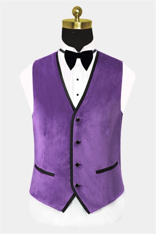 Iris Purple Velvet Tuxedo with Peak Lapel | Three Pieces Slim Fit Men ...