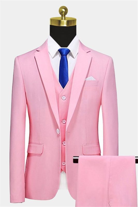 Light Pink Suits for Men with 3 Pieces | Notched Lapel Slim Fit Tuxedo ...