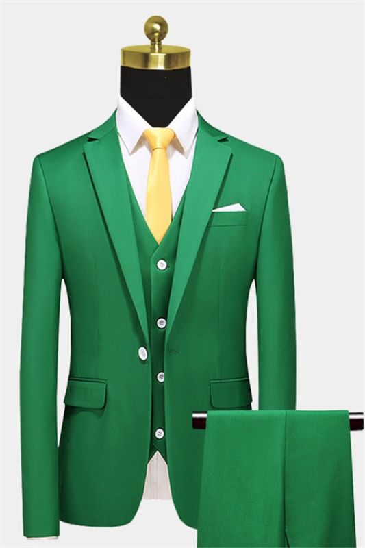 Three Piece Green Men Suits | Classic Notched Lapel Prom Suits ...