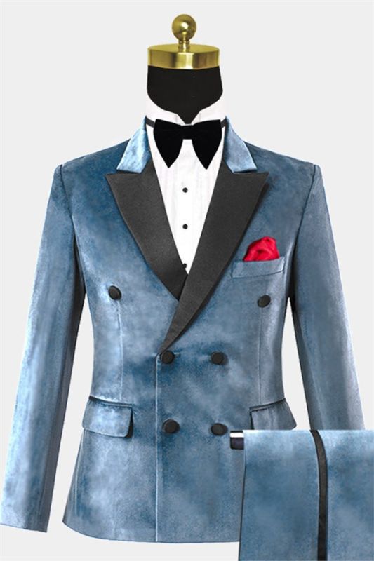 Blue sale velvet suit