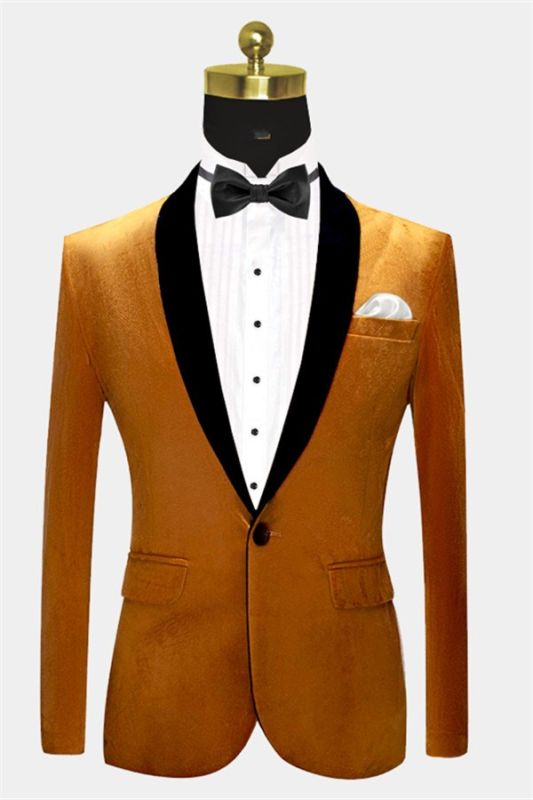 Gold Velvet Tuxedo Jacket with One Button | Classic Suit Sizes for Men ...