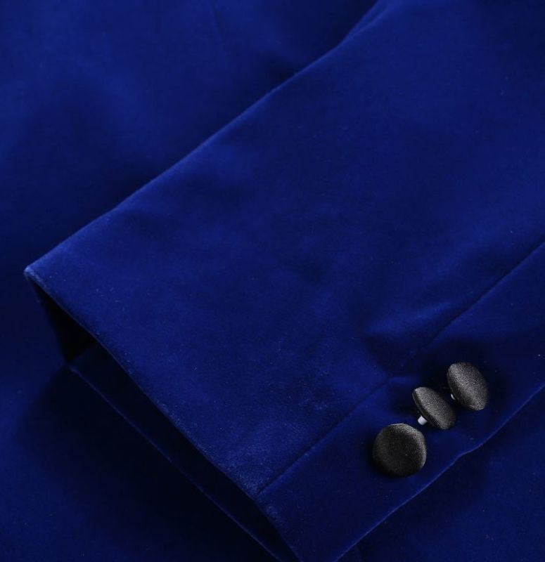 Royal Blue Velvet Tuxedo Jacket | Shawl Lapel Prom Suits Online ...