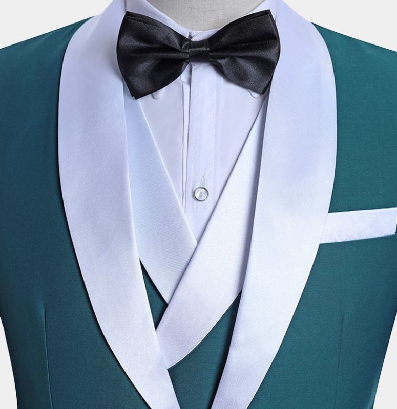 teal and white tuxedo