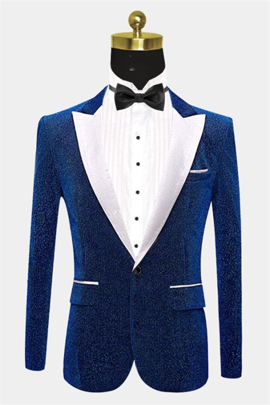 Glitter Blue Sequin Tuxedo Jacket | Ismael Slim Fit Prom Men Suits ...