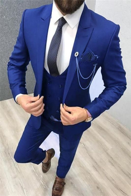 New Royal Blue Groomsmen Dress Suits | Three Piece Prom Suits for Men ...