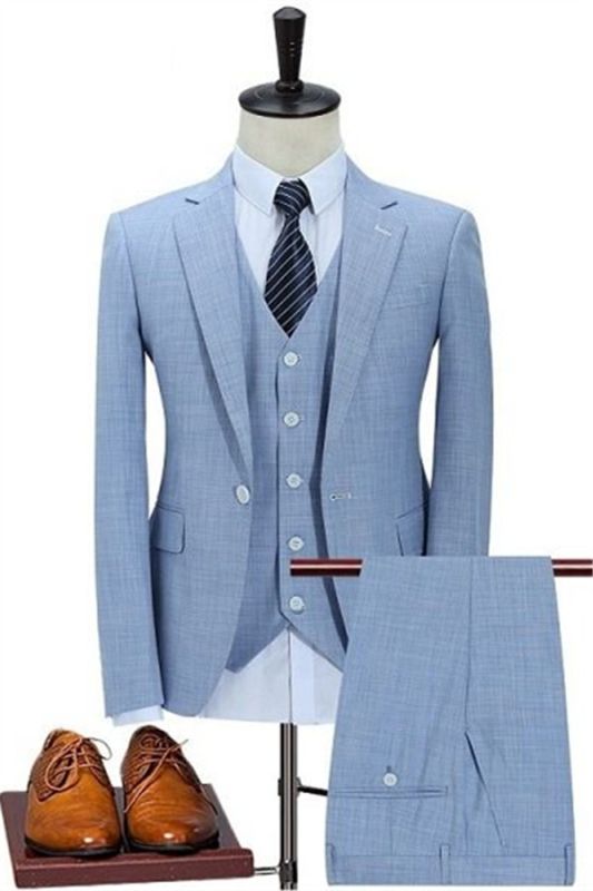 Classic Sky Blue Business Men Suits |Notched Lapel Slim Fit Tuxedo for ...