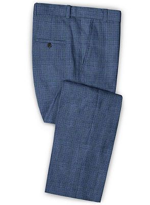 Navy Blue Grid Linen Tuxedo | Summer Business Men Suits | Allaboutsuit