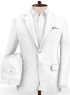 Summer White 2 Piece Linen Men Suit | Cutsom Slim Fit Groom Prom ...
