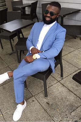 Philip Blue Peaked Lapel Slim Fit Bespoke Men Suits Online | Allaboutsuit