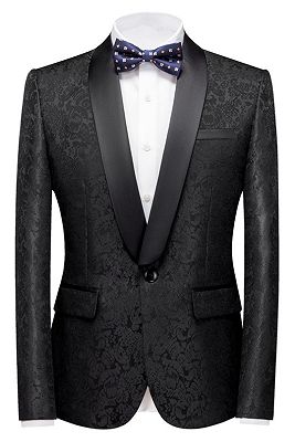 Colin Black Jacquard Classic Shawl Lapel Wedding Men Suits | Allaboutsuit