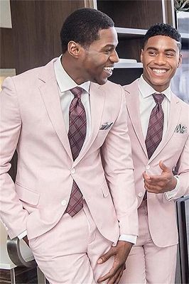 light grey and pink wedding suits