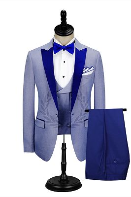 Ronald Royal Blue Peak Lapel Men's Formal Suit_1