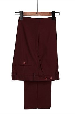 Harrison Burgundy Peaked Lapel One Button Men Suits_4