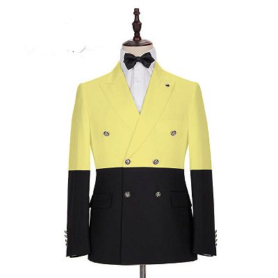 Taylor Yellow Fashion Slim Fit Double Breasted Prom Outfits for Guys