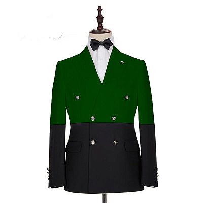 Marcos Dark Green and Black Bespoke Slim Fit Double Breasted Men Suits